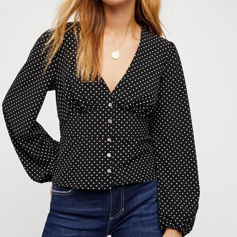 FREE PEOPLE Love Street Top In Black